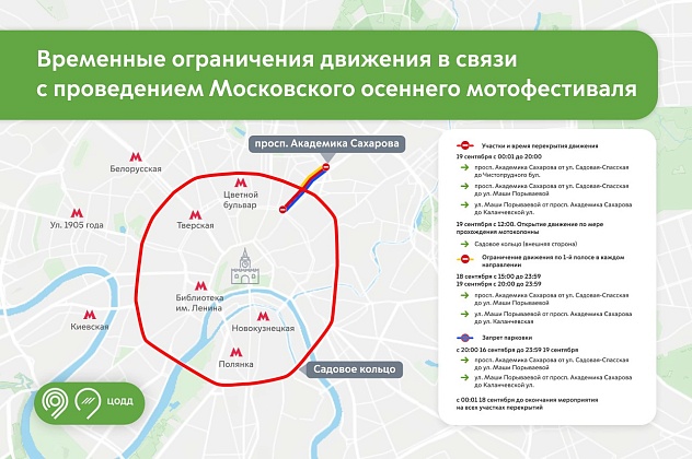 Перекрытие дорог в Москве: 18 и 19 сентября на ряде улиц в центре столицы ограничат движение